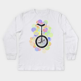 Unicycle Bike Bubbles Kids Long Sleeve T-Shirt